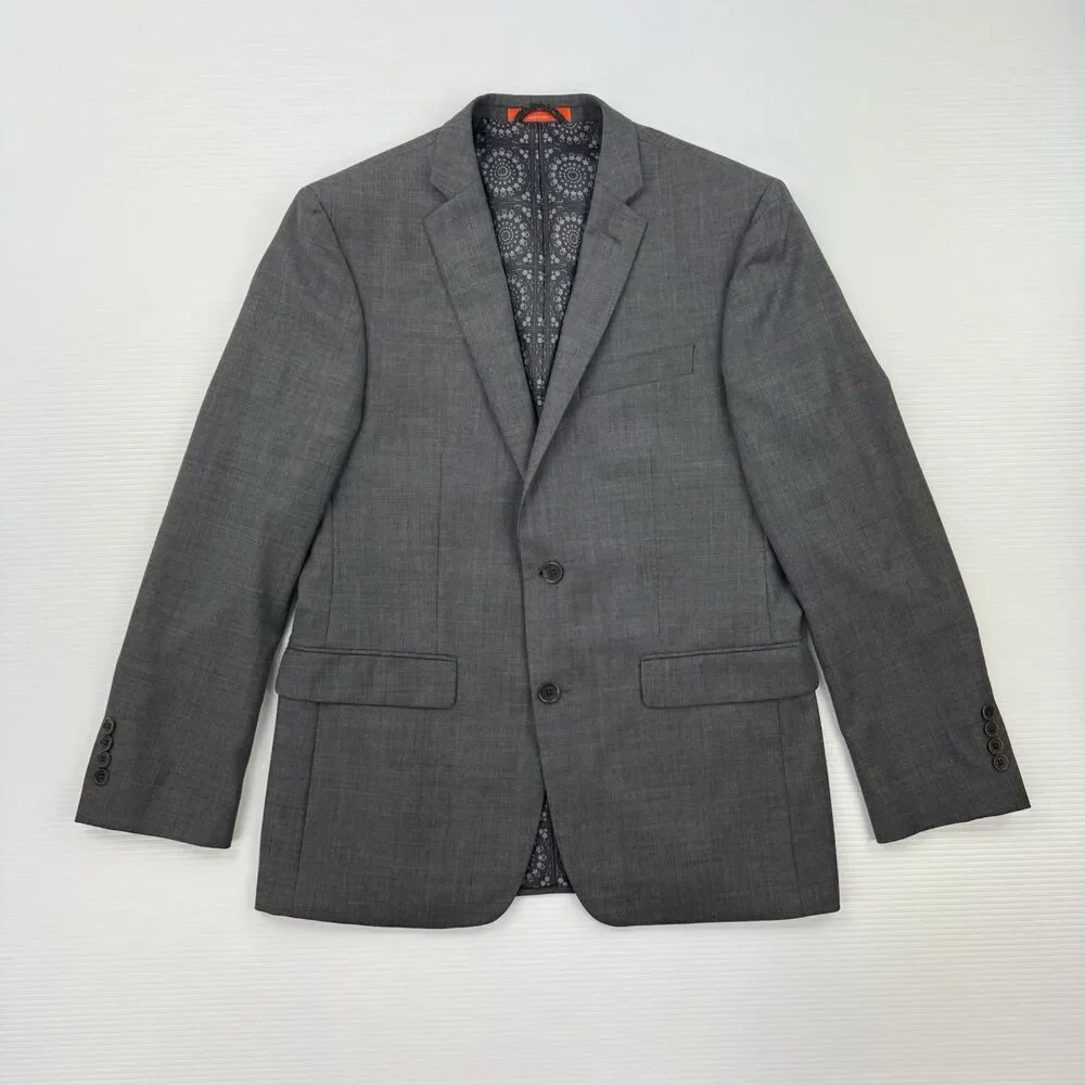 Tallia Lord & Taylor Blazer Mens 40S Gray 100% Wool Sport Coat Pattern Lining